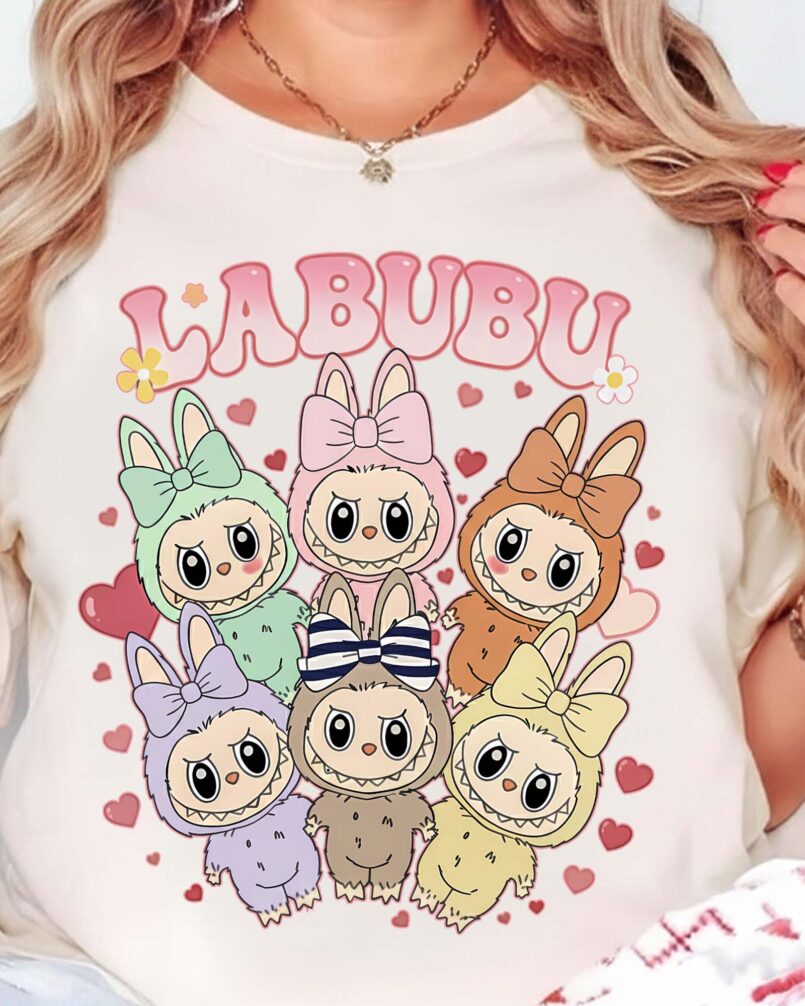 Cute Labubu Bunny Friends PNG design for sublimation, DTF transfers, t-shirts, sweatshirts, mugs, tote bags, and digital crafting.