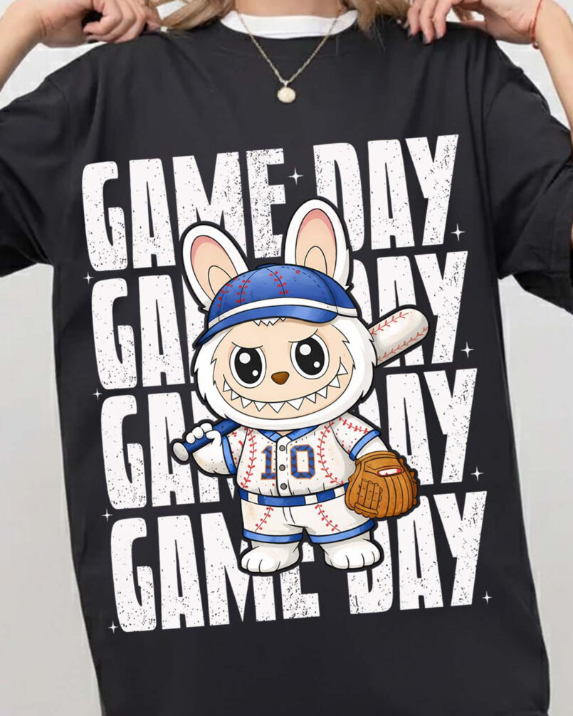 Cute Labubu Game Day PNG featuring a football-themed character for sublimation, DTF transfers, t-shirts, hoodies, mugs, tote bags, and digital crafting.