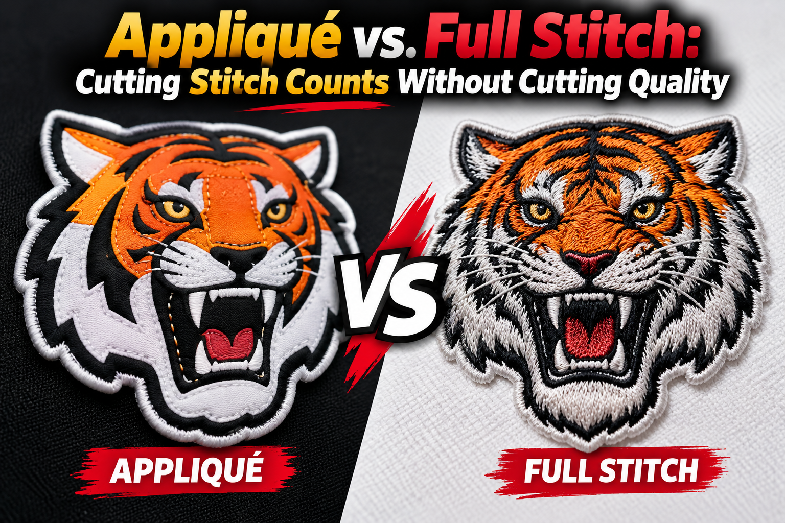 Applique vs. Full Stitch Cutting Stitch Counts Without Cutting