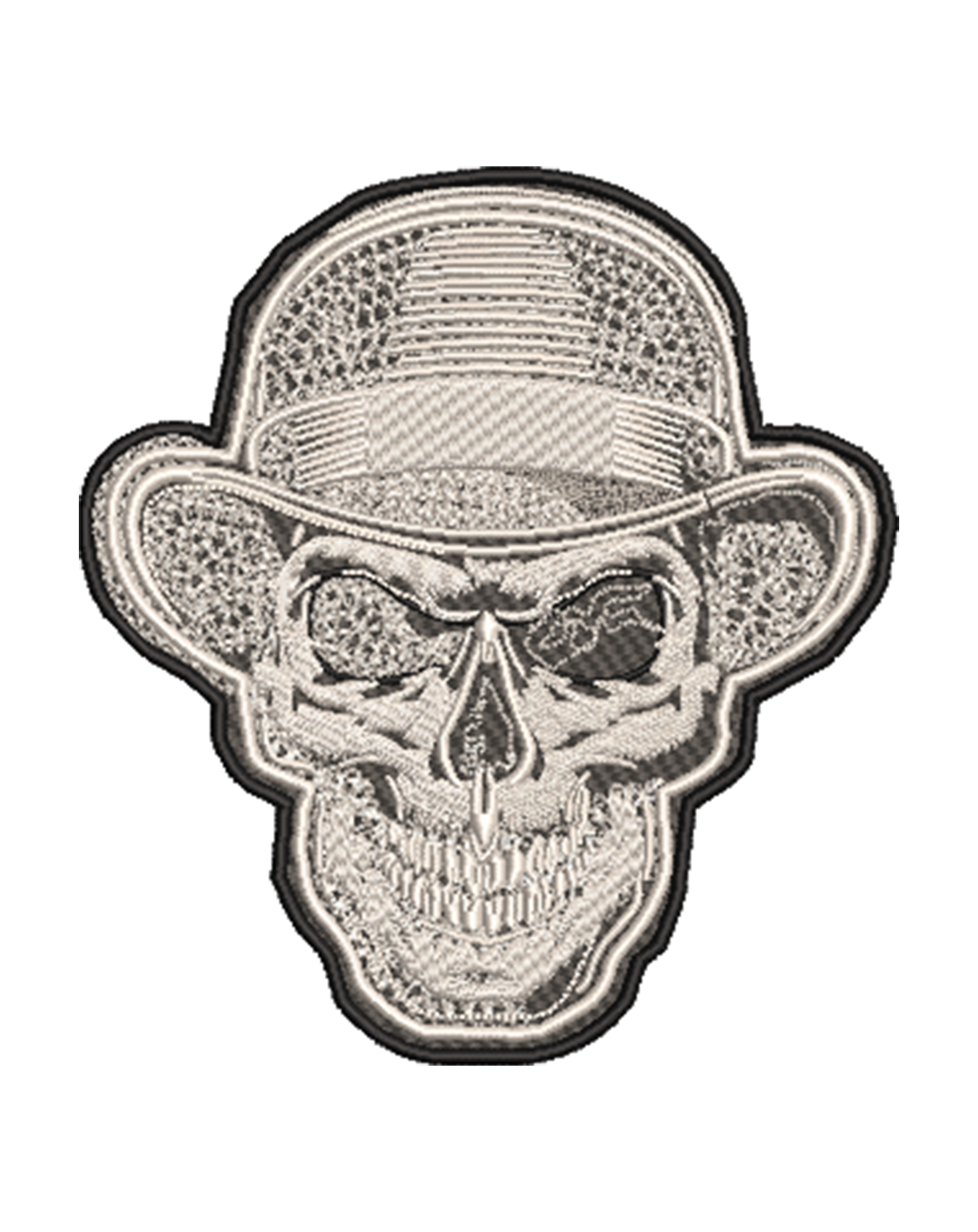 7 Inch Skull with Bowler Hat Embroidery Design